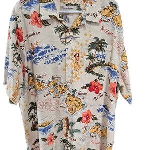 Tommy Bahama Hawaii Themed Hawaiian Shirt, XXLarge 100% Silk